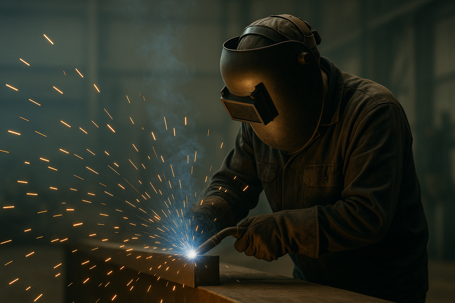 Professional welder at work